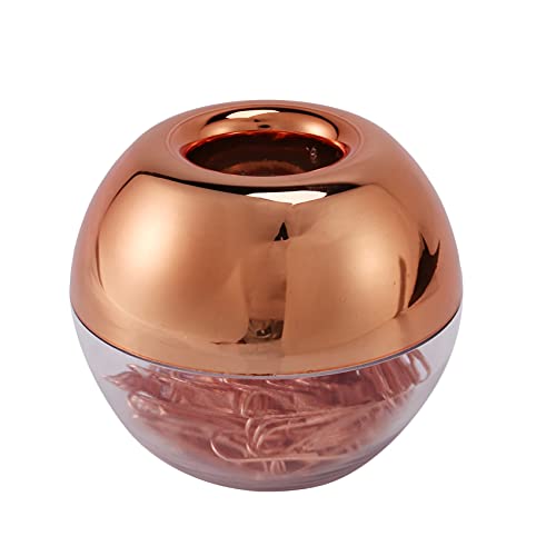 KEALLANS 100 Bueroklammern in Rotgold Magnetic Clip Dispenser, Rose Gold Bueroklammern Halter, 28mm, Rotgold, 100 Clips Pro Box von KEALLANS