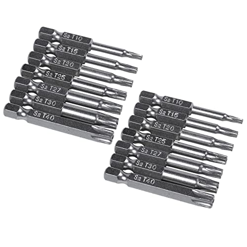 KEALLANS 14-teiliges Set Star Bit Schraubendreher, magnetisch, 1/4 Zoll (6,35 cm), Sechskant, Handwerkzeug, fünfspitz, Bohrung, Loch von KEALLANS
