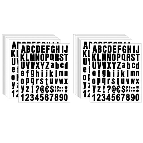 KEALLANS 1540 Stück 20 Blatt Selbstklebendes Vinyl Buchstaben Zahlen Kit, Alphabet Nummern Aufkleber für Brief Kasten (Schwarz, 1) von KEALLANS