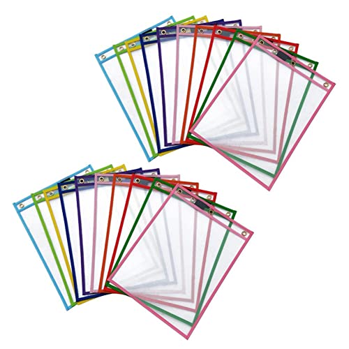 KEALLANS 20 Stück Taschen trocken abwischbar, wiederverwendbar, verschiedene Farben für Kinder, Kinder, Studenten KEALLANS 20 Stück Taschen trocken abwischbar, wiederverwendbar, verschiedene Farben für Kinder, Kinder, Studenten von KEALLANS