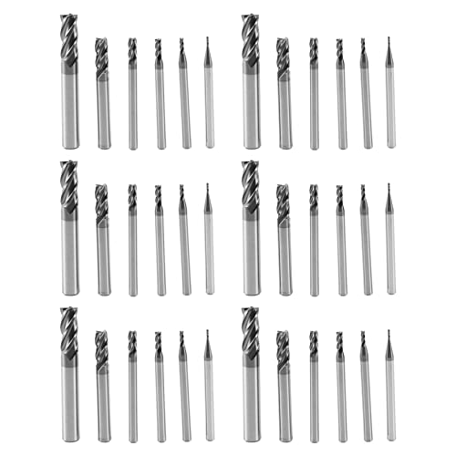 KEALLANS 36 Stücke 4 Flöten SchaftfräSer Set für Stähle Platz Cnc Hart Metall FräSer Spiral FräSer Durchmesser (1 2 3 4 6 8mm) von KEALLANS