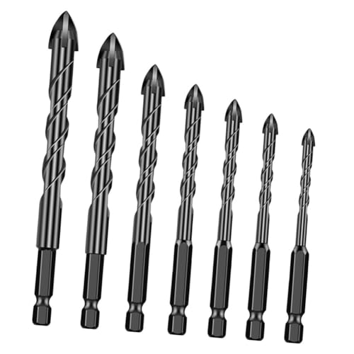 KEALLANS 7-teiliges Set mit sechseckigem Schaft für Brennholz, Handbohrer, Kegelbohrer, vielseitig, Stufenbohrer, Fliesenbohrer von KEALLANS