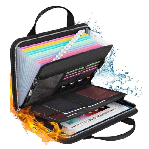 KEALLANS Akkordeon-Datei-Organizer, wasserdicht und feuerfest, 35,6 x 25,6 cm, Datei-Organizer mit 12 Ordnern für Akademien und Unternehmen KEALLANS Akkordeon-Datei-Organizer, wasserdicht und feuerfest, 35,6 x 25,6 cm, Datei-Organizer mit 12 Ordnern für Akademien und Unternehmen von KEALLANS