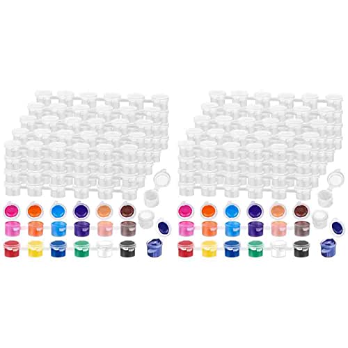 KEALLANS Leerer Farbbehälter, 480 Stück, 40 Streifen, Aufbewahrungsstreifen für Acrylfarben, Mini-Behälter mit Deckeln für Kunst- und Handwerksmalerei, 3 ml von KEALLANS