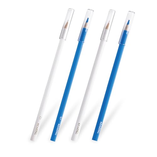 KEARING Schneiderkreide-Set – 4 Stück (2 Nähkreiden & 2 wasserlösliche Stoffkreiden) in Weiß & Blau – ideal für Nähen, Quilten, Sticken & Basteln von KEARING