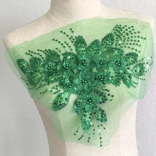 Grüne Spitze-Blumen-Stickerei-Patches zum Aufnähen auf Kleidung, Kleid, Chiffon-Applikationen, Reparatur, Handarbeit von KEBOOT