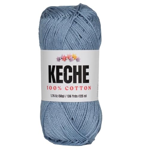 Baumwollgarn, 100 % Baumwollgarn zum Häkeln und Stricken, merzerisiertes Amigurumi-Garn aus Baumwolle, Fine-Sport 2, 50 g, 125 m, Blau Baumwollgarn, 100 % Baumwollgarn zum Häkeln und Stricken, merzerisiertes Amigurumi-Garn aus Baumwolle, Fine-Sport 2, 50 g, 125 m, Blau von KECHE