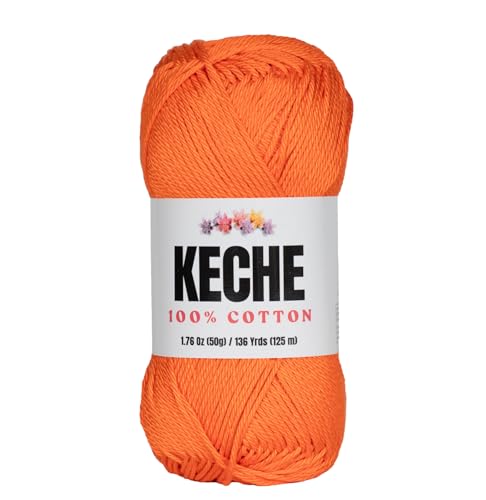 Baumwollgarn, 100 % Baumwollgarn zum Häkeln und Stricken, merzerisiertes Amigurumi-Garn aus Baumwolle, Fine-Sport 2, 50 g, 125 m, Orange Baumwollgarn, 100 % Baumwollgarn zum Häkeln und Stricken, merzerisiertes Amigurumi-Garn aus Baumwolle, Fine-Sport 2, 50 g, 125 m, Orange von KECHE