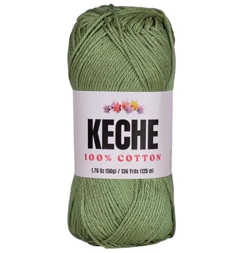 Baumwollgarn – 100 % Baumwollgarn zum Häkeln und Stricken, merzerisiertes Amigurumi-Garn aus Baumwolle, Fine-Sport 2, 50 g, 125 m, Avocadogrün Baumwollgarn – 100 % Baumwollgarn zum Häkeln und Stricken, merzerisiertes Amigurumi-Garn aus Baumwolle, Fine-Sport 2, 50 g, 125 m, Avocadogrün von KECHE