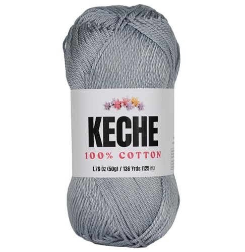 Baumwollgarn – 100 % Baumwollgarn zum Häkeln und Stricken, merzerisiertes Amigurumi-Garn aus Baumwolle, Fine-Sport 2, 50 g, 125 m, Grau Baumwollgarn – 100 % Baumwollgarn zum Häkeln und Stricken, merzerisiertes Amigurumi-Garn aus Baumwolle, Fine-Sport 2, 50 g, 125 m, Grau von KECHE
