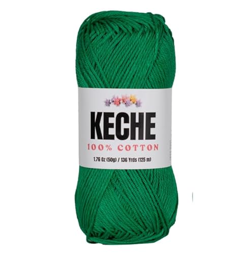 Baumwollgarn – 100 % Baumwollgarn zum Häkeln und Stricken, merzerisiertes Amigurumi-Garn aus Baumwolle, Fine-Sport 2, 50 g, 125 m, Grün Baumwollgarn – 100 % Baumwollgarn zum Häkeln und Stricken, merzerisiertes Amigurumi-Garn aus Baumwolle, Fine-Sport 2, 50 g, 125 m, Grün von KECHE