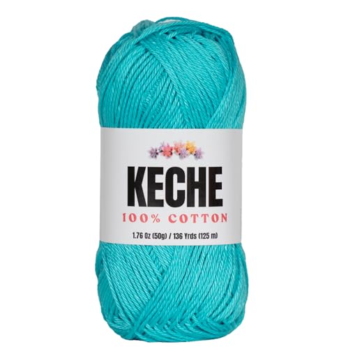 Baumwollgarn – 100 % Baumwollgarn zum Häkeln und Stricken, merzerisiertes Amigurumi-Garn aus Baumwolle, Fine-Sport 2, 50 g, 125 m, Türkis Baumwollgarn – 100 % Baumwollgarn zum Häkeln und Stricken, merzerisiertes Amigurumi-Garn aus Baumwolle, Fine-Sport 2, 50 g, 125 m, Türkis von KECHE