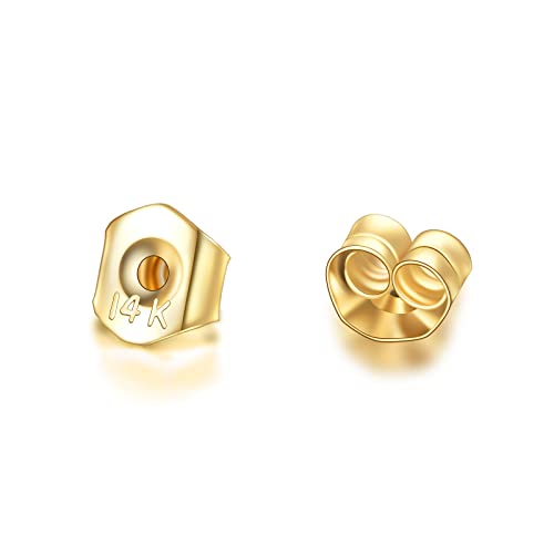 Weihnachtsgeschenke für Frauen, Schmetterlings-Ohrring-Verschlüsse, Fundstücke, 14 Karat Echtgold, Ohrstecker, Ohrstecker, extra Pfosten, Schmuckzubehör (14 Karat Gelbgold) von KECHO