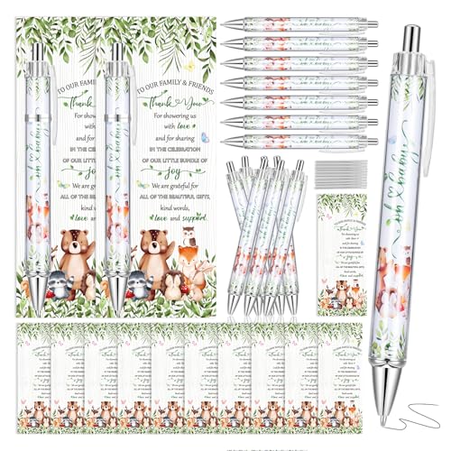 KEDEMAS 36 Stück Woodland Animals Baby Shower Geschenke, inkl. Rollpapier-Kugelschreiber & Gruß-Lesezeichen, perfekte Spielpreise für Gäste von KEDEMAS