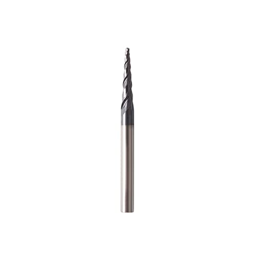 1 x 2-Flöten-Spiral-Schaftfräser, 3,175 mm, 4 mm, 6 mm, 8 mm, Hartmetall-Kugelnasen-Schaftfräser, konische Schaftfräser, 2D- und 3D-Gravur, Schnittkantenlänge: R1 x 15 x 38 l von KEEBI