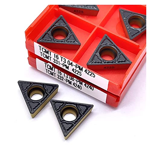KEEBI Hartmetall-Dreheinsätze 10 STK. TCMT16T304-PM 4225 TCMT16T308-PM 4240 Externe Drehwerkzeuge Hartmetalleinsatz Drehmaschine Schneidwerkzeug (Angle : TCMT16T304-PM 4225) von KEEBI