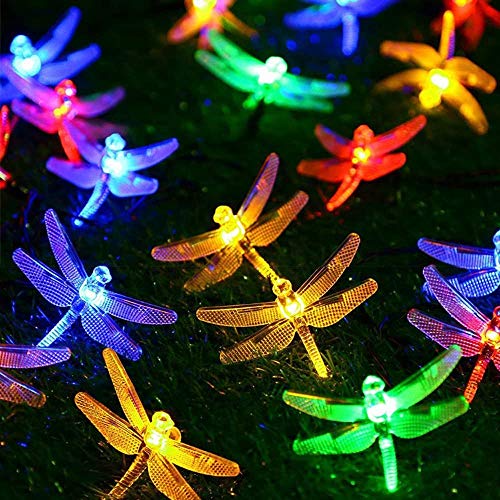 KEEDA Solarbetriebene Außen Lichterketten, 16ft 20 LED Libelle Wasserdicht Weihnachtsbaum Lichter, Solar Dekorative Lichter für Draussen Garten, Weihnachten, Party Dekorationen von KEEDA