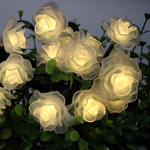 Solar Lichterketten, KEEDA 30 LED Rose Blume Lichterkette Wasserdichte dekorative Beleuchtung für Außen Patio Garten Hochzeit Weihnachten Party (Warmweiß) von KEEDA