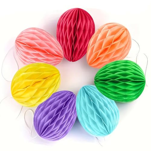KEELYY 7x Ostereier aus Seidenpapier zum Aufhängen, Ostern Deko Ostereier Papier Wabenbälle, Osteranhänger Eier aus Papier, Wabeneier Ostern zum Aufhängen, 10x8cm KEELYY 7x Ostereier aus Seidenpapier zum Aufhängen, Ostern Deko Ostereier Papier Wabenbälle, Osteranhänger Eier aus Papier, Wabeneier Ostern zum Aufhängen, 10x8cm von KEELYY