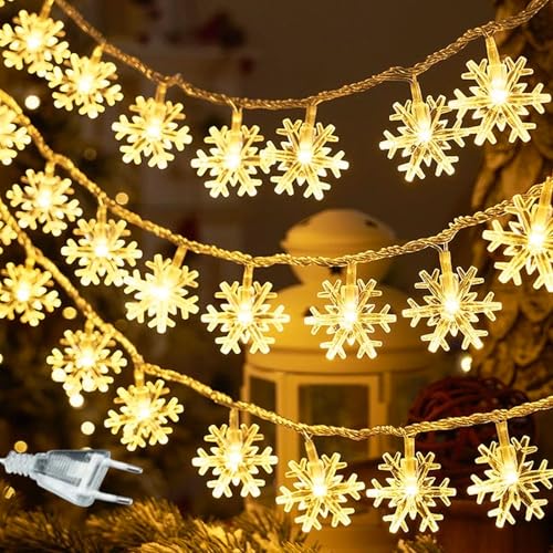 KEELYY Schneeflocke Lichterketten, 10m 100 LED Weihnachten Lichterketten, Schneeflocke Lichterkette Dekoration mit 8 Beleuchtungsmodi, für Weihnachten, Neujahr, Hochzeit, Valentinstag, Geburts KEELYY Schneeflocke Lichterketten, 10m 100 LED Weihnachten Lichterketten, Schneeflocke Lichterkette Dekoration mit 8 Beleuchtungsmodi, für Weihnachten, Neujahr, Hochzeit, Valentinstag, Geburts von KEELYY