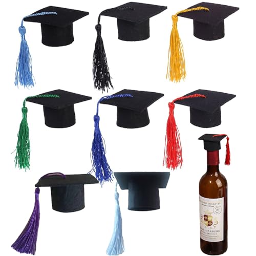 KEELYY Weinflasche Deko Doctor Hut Form mit Quasten, 8 Pcs Mini Doktor Bachelor Hut Abschlusskappen Studenten Hat Weinverschluss Kleiner für Graduation Party KEELYY Weinflasche Deko Doctor Hut Form mit Quasten, 8 Pcs Mini Doktor Bachelor Hut Abschlusskappen Studenten Hat Weinverschluss Kleiner für Graduation Party von KEELYY