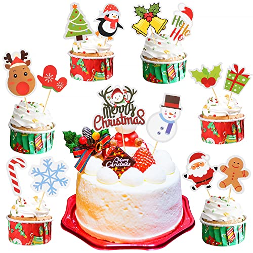 Weihnachten Cupcake Toppers, KEELYY 30 Stück Weihnachten Kuchen Deko für Weihnachten Party Kuchen Essen Käseplatte Vorspeisen Dekoration Weihnachten Cupcake Toppers, KEELYY 30 Stück Weihnachten Kuchen Deko für Weihnachten Party Kuchen Essen Käseplatte Vorspeisen Dekoration von KEELYY