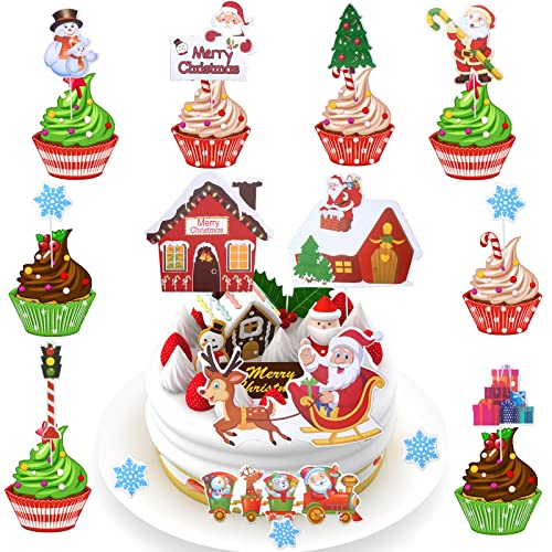 KEELYY 52 Stück Weihnachten Cupcake Toppers, Picks Kuchenaufsätze Schneeflocken Frohe Weihnachten Zahnstocher Fahnen für Weihnachtsfeier Kuchen Muffin Käseplatte Vorspeisen Dekor KEELYY 52 Stück Weihnachten Cupcake Toppers, Picks Kuchenaufsätze Schneeflocken Frohe Weihnachten Zahnstocher Fahnen für Weihnachtsfeier Kuchen Muffin Käseplatte Vorspeisen Dekor von KEELYY
