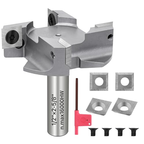 KEENTECH 1/2 Zoll Schaft 2-1/2 Zoll CNC Spoilboard Surface Router Bit - Industrial-Grade Hartmetallbestückt, 4-flügelige austauschbare Einsätze, Plattenabflachungs-Bit für Holzbearbeitung, Hobeln KEENTECH 1/2 Zoll Schaft 2-1/2 Zoll CNC Spoilboard Surface Router Bit - Industrial-Grade Hartmetallbestückt, 4-flügelige austauschbare Einsätze, Plattenabflachungs-Bit für Holzbearbeitung, Hobeln von KEENTECH