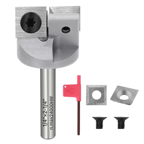 KEENTECH 1/4-Zoll-Schaft 2,5 cm CNC-Spoilboard-Oberflächenfräser – Hartmetallbestückt, 2-flügelige austauschbare Einsätze, Plattenabflachungs-Bit für Holzbearbeitung, Hobeln und Bodenreinigung KEENTECH 1/4-Zoll-Schaft 2,5 cm CNC-Spoilboard-Oberflächenfräser – Hartmetallbestückt, 2-flügelige austauschbare Einsätze, Plattenabflachungs-Bit für Holzbearbeitung, Hobeln und Bodenreinigung von KEENTECH