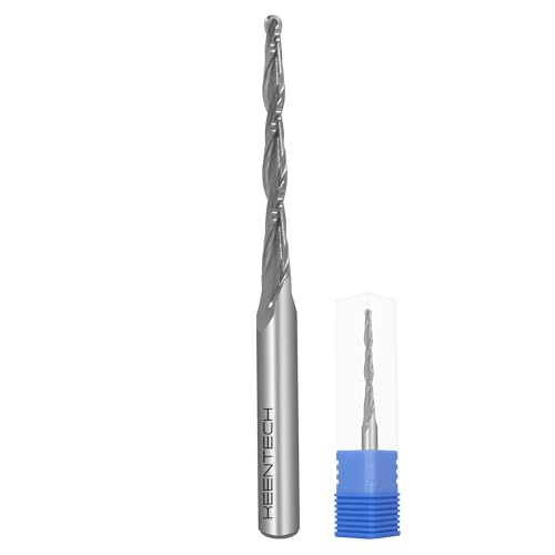 KEENTECH 1/4-Zoll-Schaft Upcut 2 Flöten konische Kugelnase Sprial Router Bit für CNC-Fräsmaschine, 0,3 cm Schnittdurchmesser, 3,8 cm Schnitttiefe, für Holzschneiden, benutzerdefinierte Möbel KEENTECH 1/4-Zoll-Schaft Upcut 2 Flöten konische Kugelnase Sprial Router Bit für CNC-Fräsmaschine, 0,3 cm Schnittdurchmesser, 3,8 cm Schnitttiefe, für Holzschneiden, benutzerdefinierte Möbel von KEENTECH