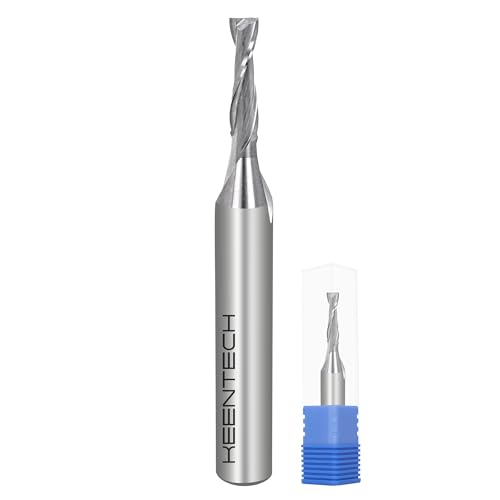 KEENTECH 1/4-Zoll-Schaft Upcut 2 Rillen flache Spitze Sprial Router Bit für CNC-Fräsmaschine, 1/8 Zoll Schnittdurchmesser, 1/2 Zoll Schnitttiefe, für Holzschneiden, benutzerdefinierte Möbel KEENTECH 1/4-Zoll-Schaft Upcut 2 Rillen flache Spitze Sprial Router Bit für CNC-Fräsmaschine, 1/8 Zoll Schnittdurchmesser, 1/2 Zoll Schnitttiefe, für Holzschneiden, benutzerdefinierte Möbel von KEENTECH