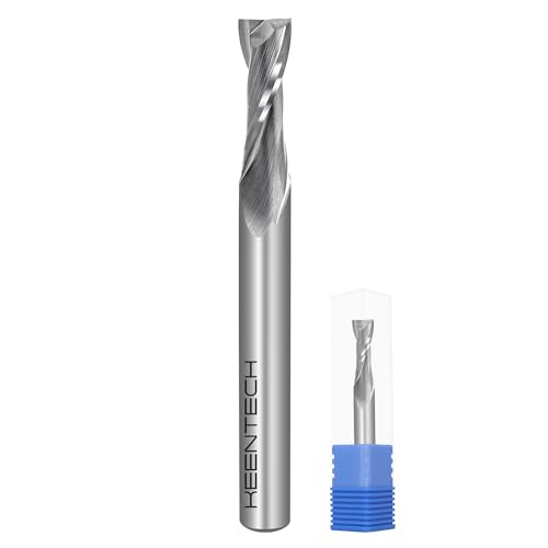 KEENTECH 1/4-Zoll-Schaft Upcut 2 Rillen flache Spitze Sprial Router Bit für CNC-Fräsmaschine, 6,35 mm Schnittdurchmesser, 1,9 cm Schnitttiefe, für Holzschneiden, benutzerdefinierte Möbel KEENTECH 1/4-Zoll-Schaft Upcut 2 Rillen flache Spitze Sprial Router Bit für CNC-Fräsmaschine, 6,35 mm Schnittdurchmesser, 1,9 cm Schnitttiefe, für Holzschneiden, benutzerdefinierte Möbel von KEENTECH