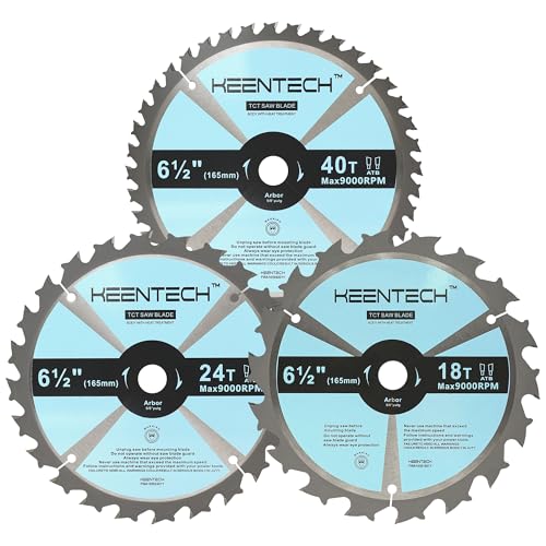KEENTECH 6-1/2 Zoll Kreissägeblatt 18, 24, 40T, 5/8" Arbor, ATB Carbide Teeth, Fast Precise Holzschneidsägeblatt für Miter/Table Saw, Ultra Fine Finish Saw Blades für Softwood Hartholz von KEENTECH