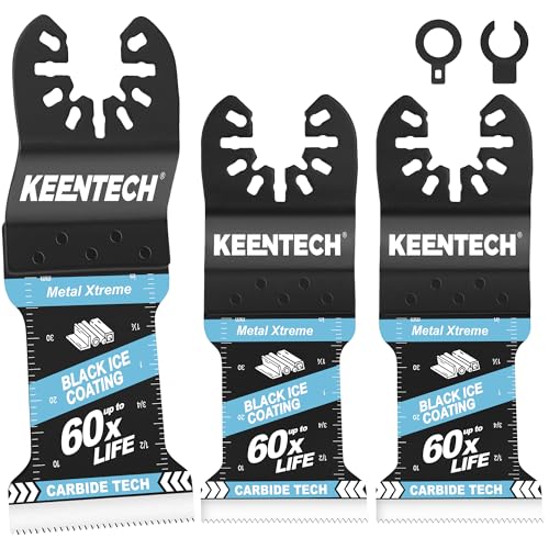 KEENTECH Black Ice Oszillierende Werkzeugklingen mit verlängerter Lebensdauer und verbesserter Präzision für Hartmetallschneiden, Hartmetall-Multitool-Klingen mit besserer Hitzebeständigkeit für Nägel von KEENTECH