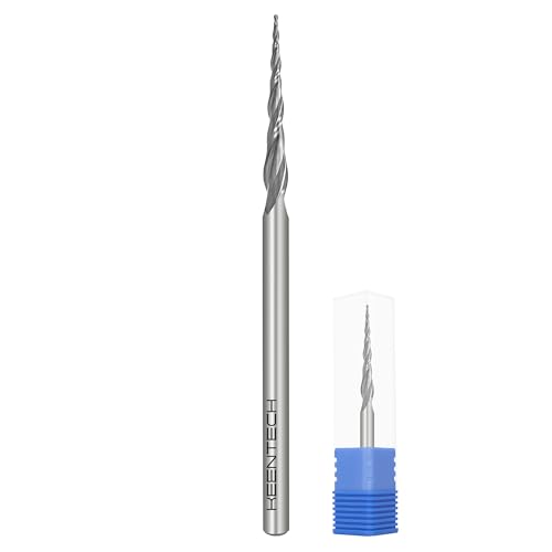 KEENTECH CNC-Vollhartmetall-Spiralfräser, 2D- und 3D-Schnitzerei, 3,7 Grad, konische Winkel-Kugelspitze, 2 Nuten, hochgeschnitten, -0,50 mm D x 0,25 mm R x 19 mm CH x 3 mm SHK x 60 mm lang KEENTECH CNC-Vollhartmetall-Spiralfräser, 2D- und 3D-Schnitzerei, 3,7 Grad, konische Winkel-Kugelspitze, 2 Nuten, hochgeschnitten, -0,50 mm D x 0,25 mm R x 19 mm CH x 3 mm SHK x 60 mm lang von KEENTECH
