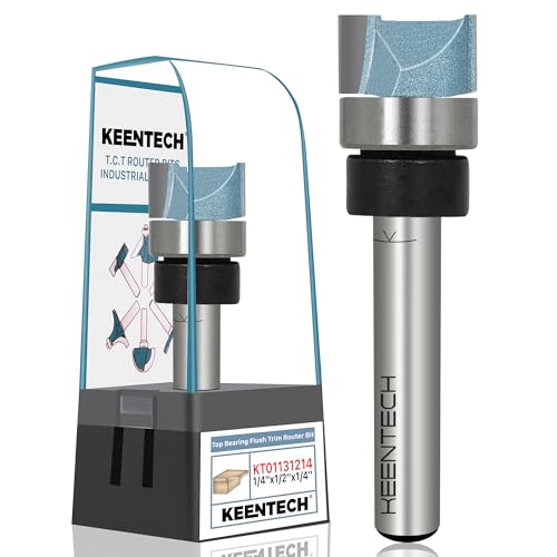 KEENTECH Oberfräsen-Bits, 1/4-Zoll-Schaft, bündiger Fräser-Bit, Oberlager-Hartmetallbestückter Muster-Bit für Holz, 1,27 cm Durchmesser, 1/4 Zoll Tiefe KEENTECH Oberfräsen-Bits, 1/4-Zoll-Schaft, bündiger Fräser-Bit, Oberlager-Hartmetallbestückter Muster-Bit für Holz, 1,27 cm Durchmesser, 1/4 Zoll Tiefe von KEENTECH
