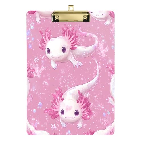 KEEPREAL Dekoratives Kawaii Axolotl Klemmbrett – Ästhetische Schule, Büro, Krankenpflege, Kunstbedarf mit flachem Goldclip (22,9 x 32,5 cm) von KEEPREAL