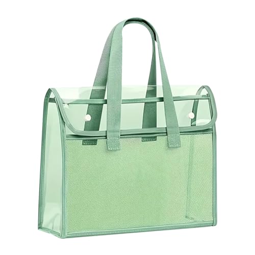 KEERADS Mappe 2025 Büchertasche, große Kapazität, verdickte Handtasche, sichtbare Aktentasche, Aufbewahrungstasche für Schülerdateien, Hausaufgabenbücher, Lerntasche (Light Green, One Size) von KEERADS