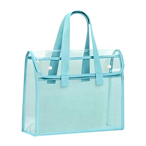 KEERADS Mappe 2025 Büchertasche, große Kapazität, verdickte Handtasche, sichtbare Aktentasche, Aufbewahrungstasche für Schülerdateien, Hausaufgabenbücher, Lerntasche (Sky Blue, One Size) von KEERADS