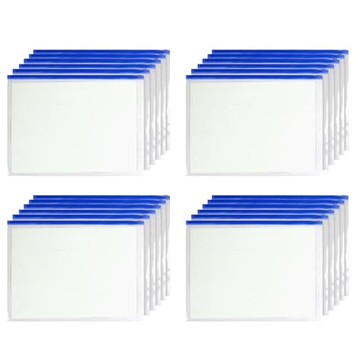 KEERADS Organizer 20 Stück transparente PVC-A5-Aktentasche mit Reißverschluss, verdickte Dokumentenaufbewahrungstasche, Reißverschluss-Archivtasche, multifunktionale (Blue, One Size) von KEERADS