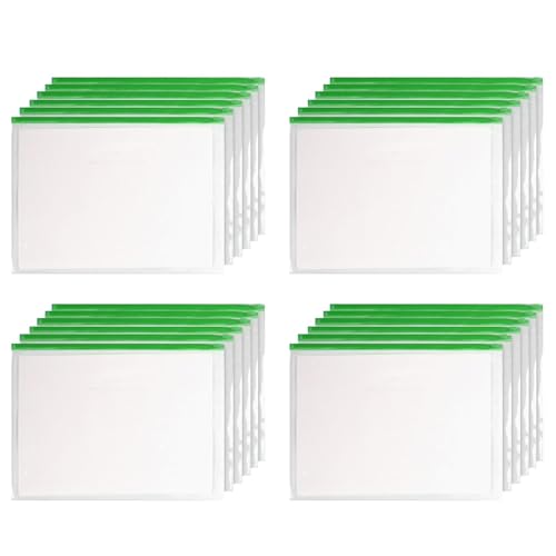 KEERADS Organizer 20 Stück transparente PVC-A5-Aktentasche mit Reißverschluss, verdickte Dokumentenaufbewahrungstasche, Reißverschluss-Archivtasche, multifunktionale (Green, One Size) von KEERADS
