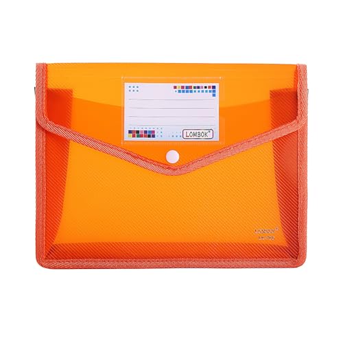 KEERADS Schule Aktenordner aus Kunststoff, Umschlag, erweiterbare Aktenmappe, Organizer, Dokumentenordner mit Druckknopfverschluss und, transparente Aktentasche im A5-Format für (Orange, One Size) von KEERADS
