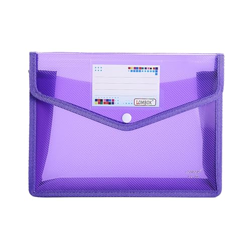KEERADS Schule Aktenordner aus Kunststoff, Umschlag, erweiterbare Aktenmappe, Organizer, Dokumentenordner mit Druckknopfverschluss und, transparente Aktentasche im A5-Format für (Purple, One Size) von KEERADS