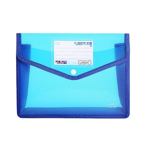KEERADS Schule Aktenordner aus Kunststoff, Umschlag, erweiterbare Aktenmappe, Organizer, Dokumentenordner mit Druckknopfverschluss und, transparente Aktentasche im A5-Format für die (Blue, One Size) von KEERADS