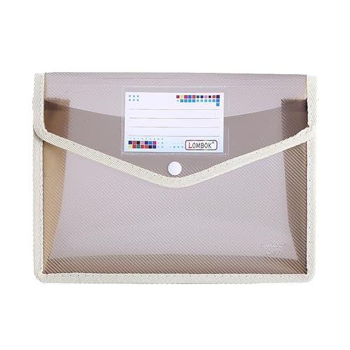 KEERADS Schule Aktenordner aus Kunststoff, Umschlag, erweiterbare Aktenmappe, Organizer, Dokumentenordner mit Druckknopfverschluss und, transparente Aktentasche im A5-Format für die (Grey, One Size) von KEERADS