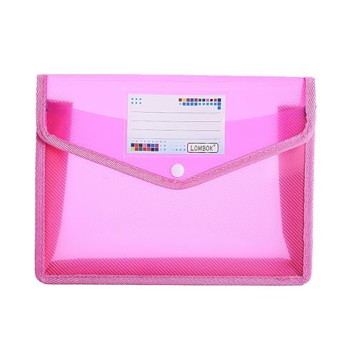 KEERADS Schule Aktenordner aus Kunststoff, Umschlag, erweiterbare Aktenmappe, Organizer, Dokumentenordner mit Druckknopfverschluss und, transparente Aktentasche im A5-Format für die (Pink, One Size) von KEERADS