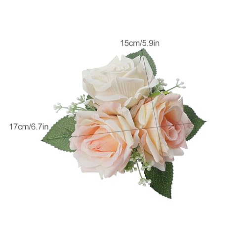 Rosen-Kuchenblumen, Künstliche Blumen-Kuchendekorationen mit Grünen Blättern, Lebensechter Look für Hochzeit, Geburtstag, Babyparty, Abschlussfeier (B) von KEFSR