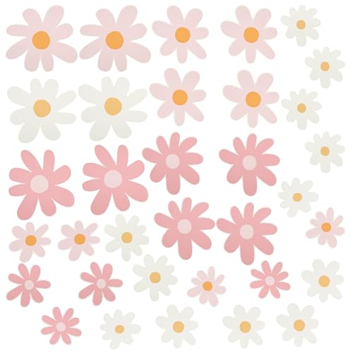 36 Stück Wandtattoo Gänseblümchen 3 Größen Wandsticker Gänseblümchen Rosa PVC Blumen Wandsticker für Mädchen Babyzimmer Schlafzimmer Kinderzimmer Wanddekoration von KEGAJEGA