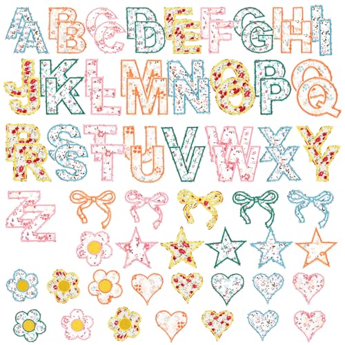 78 Stück Buchstaben zum Aufbügeln Alphabet A-Z Buchstaben Selbstklebend Stoff Alphabet zum Aufbügeln für Kleidung Rucksäcke Schultaschen Schuhe Hüte DIY-Dekoration von KEGAJEGA