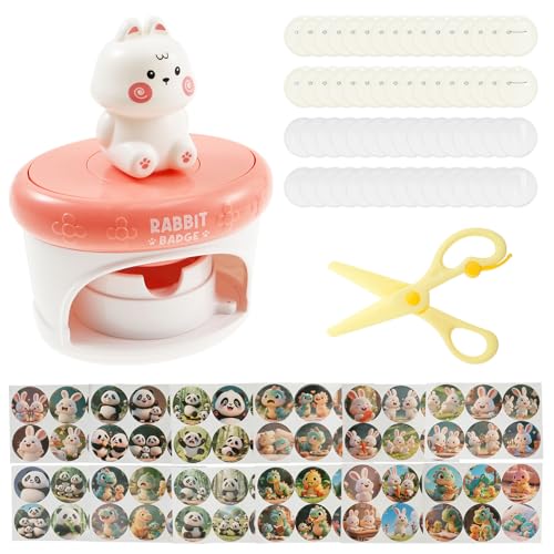 Button Maker Maschine 12,5x10x15,5cm Buttonmaschine mit 32 Abzeichen 72 Muster 1 Schere Interessant Knopfmacher-Maschine Badge Making Kit für Party Feiertagsdekoration DIY-Basteln (Rosa) von KEGAJEGA